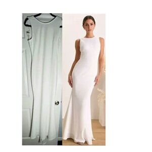 Va Va Voom White Backless Sleeveless Mermaid Maxi Dress Size Small New NWT